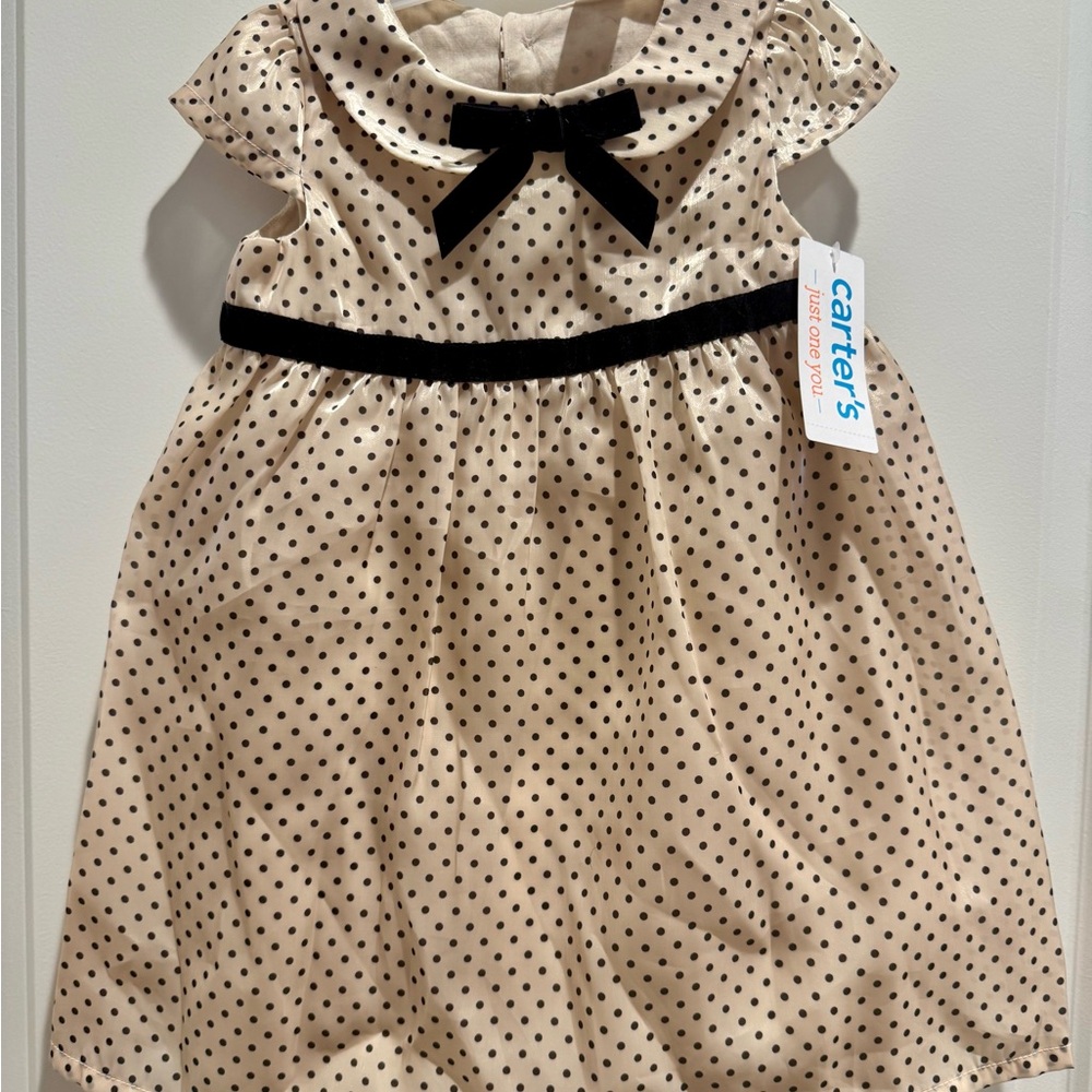 Carter's Cream and Black Polka Dot Kids Dress